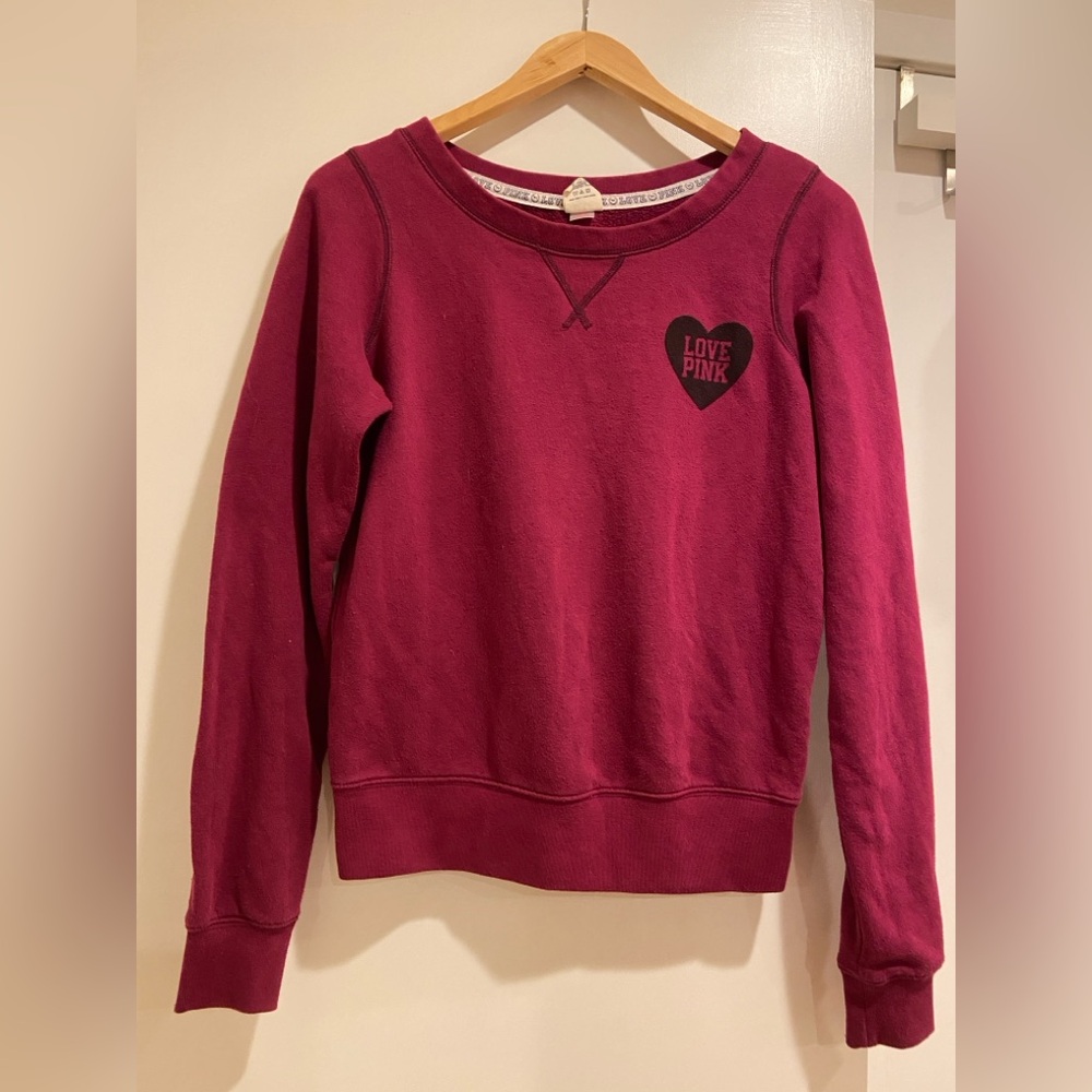 Victoria Secrets PINK burgundy/maroon crew neck sweater